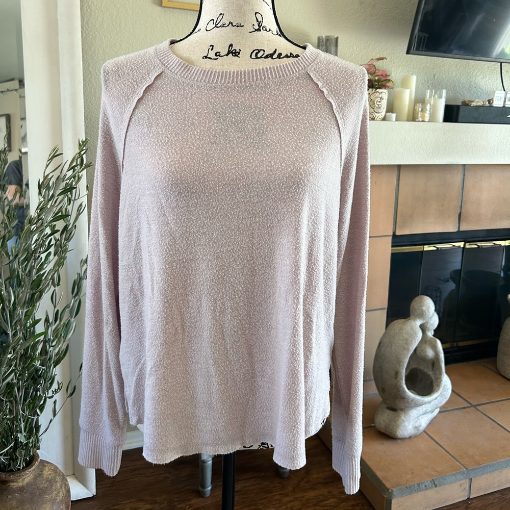 Lucky Brand Women's Soft Pink Crew Neck Sweater